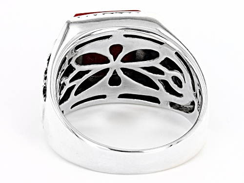 Southwest Style By JTV™ Sponge Coral Rhodium Over Silver Mens Ring - Size 11