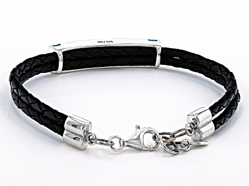 Southwest Style By JTV™ Turquoise Imitation Leather & Rhodium Over Silver Bracelet - Size 8
