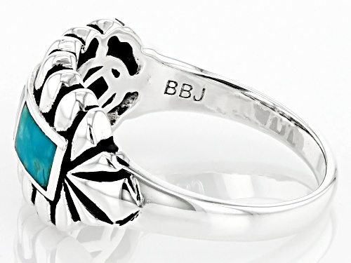 Southwest Style By JTV™ Turquoise, Mother-of-Pearl, Coral & Black Onyx Rhodium Over Silver Ring - Size 8