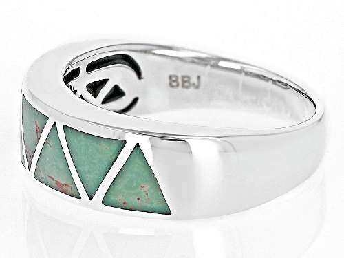 Southwest Style By JTV™ Green Kingman Turquoise Rhodium Over Silver Geometric Band Ring - Size 10