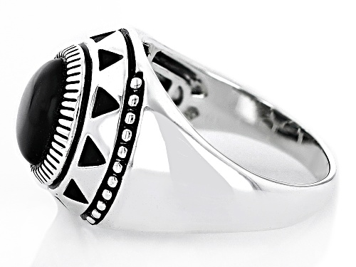 Southwest Style By JTV™ Black Onyx Rhodium Over Silver Oxidized Ring - Size 11