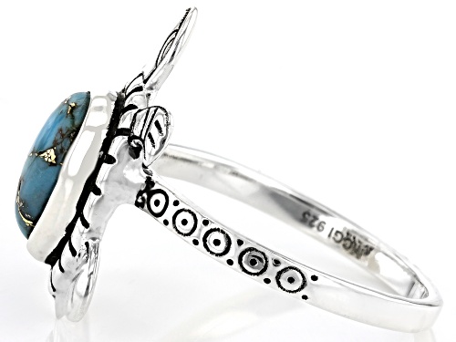 Southwest Style By JTV™ Blue Turquoise Sterling Silver Oxidized Turtle Ring - Size 8