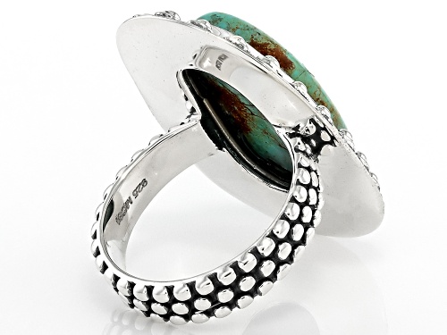 Southwest Style by JTV™ 18x10mm Green Turquoise Sterling Silver Ring - Size 7