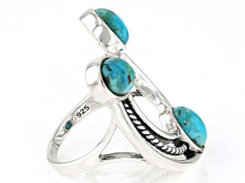 Southwest Style by JTV™ 8x6mm Oval Blue Turquoise Sterling Silver Horseshoe Ring - Size 12