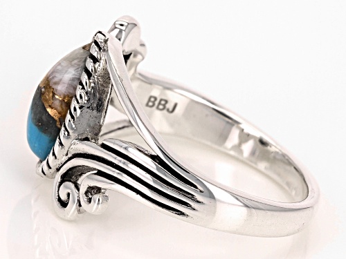 Southwest Style by JTV™ Blended Turquoise with Spiny Oyster Shell Sterling Silver Ring - Size 7