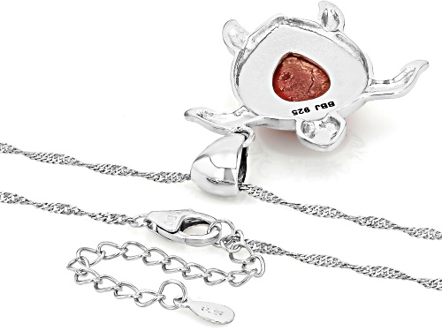 Southwest Style by JTV™ Red Coral Sterling Silver Turtle Pendant With Chain