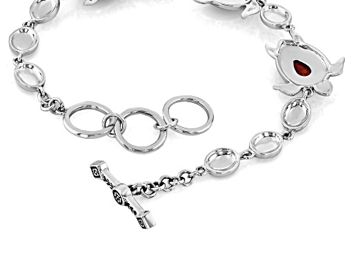 Southwest Style by JTV™ 9x6mm Pear Shape Red Sponge Coral Sterling Silver Turtle Bracelet - Size 7.25