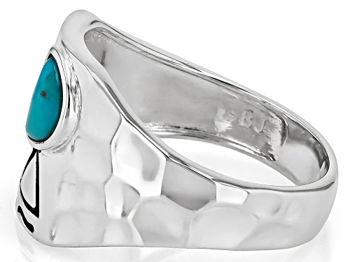 Southwest Style by JTV™ Turquoise Hammered Sterling Silver Mountain Landscape Band Ring - Size 8