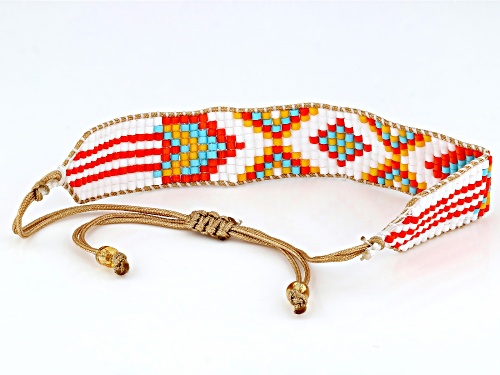 Southwest Style by JTV™ Multi-Color Glass Bead Corded Bolo Bracelet