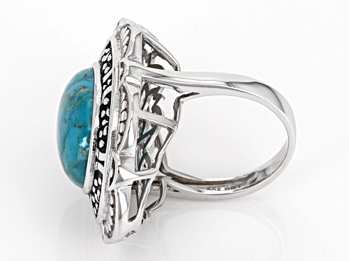 Southwest Style by JTV™ 16x12mm Oval Blue Turquoise Sterling Silver Solitaire Ring - Size 6