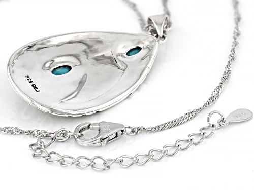 Southwest Style by JTV™ Oval Blue Turquoise Sterling Silver Feather Pendant With Chain