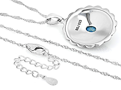 Southwest Style by JTV™ 8x6mm Turquoise Oxidized Sterling Silver Pendant With Chain