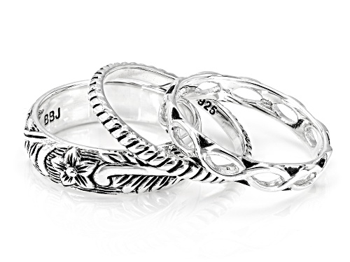 Southwest Style by JTV™ Oxidized Sterling Silver Band Ring Set of 3 - Size 6