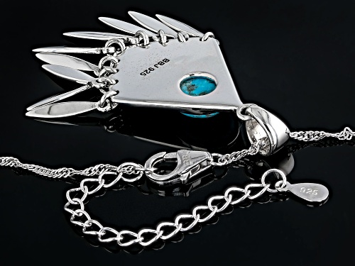 Southwest Style by JTV™ 10x8mm Blue Turquoise Oxidized Sterling Silver Tassel Pendant With Chain