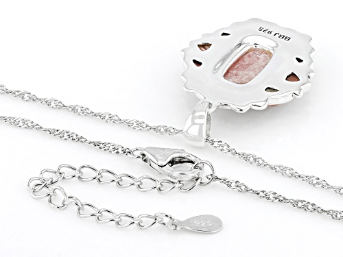 Southwest Style by JTV™ Mixed Shape Pink Rhodochrosite Sterling Silver Pendant With Chain