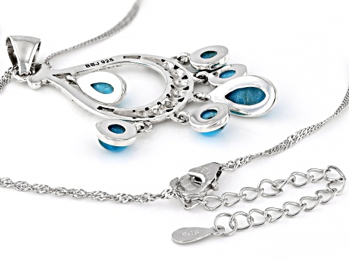 Southwest Style by JTV™ Blue Composite Turquoise Sterling Silver Dangle Pendant With Chain