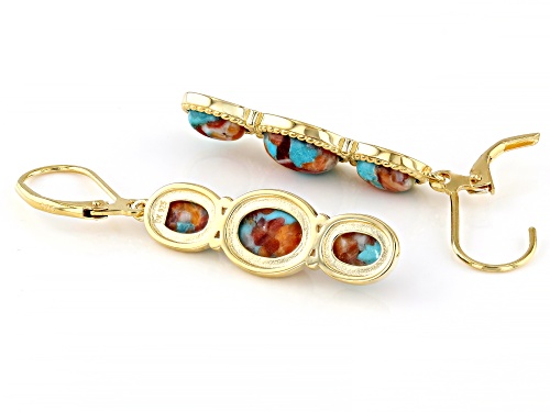 Southwest Style By JTV™ Blended Turquoise With Spiny Oyster Shell 18k Gold Over Silver Earrings