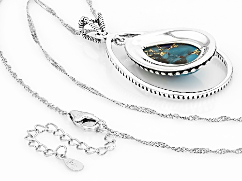 Southwest Style by JTV™ Blended Turquoise With Lapis Lazuli Silver Pendant With Chain