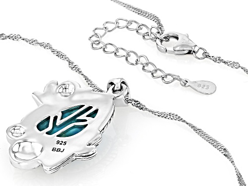 Southwest Style by JTV™ Blue Turquoise Silver Cactus & Hummingbird Pendant With Chain