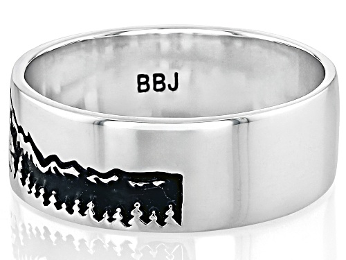 Southwest Style by JTV™ Oxidized Sterling Silver Cottage Mountain Landscape Band Ring - Size 10