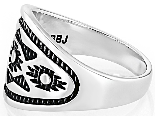 Southwest Style by JTV™ Oxidized Sterling Silver Southwestern Pattern Brand Ring - Size 7