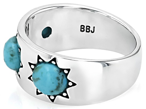 Southwest Style by JTV™ 5.5mm Round Blue Composite Turquoise Sterling Silver Sun Band Ring - Size 9