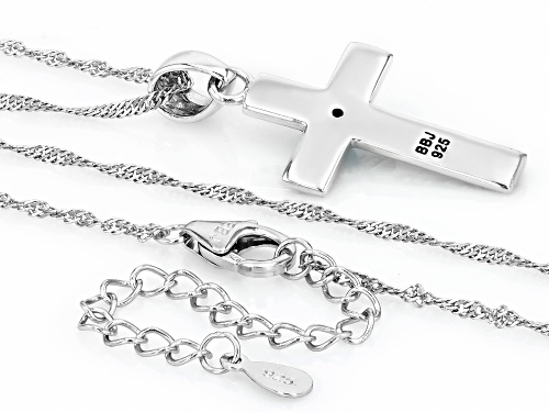Southwest Style by JTV™ 3mm Blue Turquoise Oxidized Sterling Silver Cross Pendant with Chain