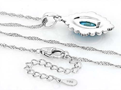Southwest Style by JTV™ 10x7mm Blue Turquoise Oxidized Sterling Silver Pendant With Chain