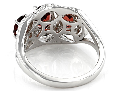 1.96ctw Oval Vermelho Garnet(TM) Rhodium Over Sterling Silver 3-Stone Ring - Size 11