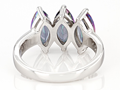 2.92ctw Marquise Multi Color Quartz Rhodium Over Sterling Silver 3-Stone Ring - Size 7