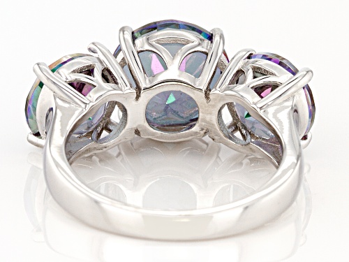 7.04ctw Round Multi-Color Quartz Rhodium Over Sterling Silver 3-Stone Ring - Size 8