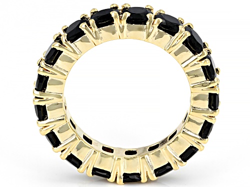 6.00CTW CUSHION BLACK SPINEL 18K YELLOW GOLD OVER STERLING SILVER ETERNITY BAND RING - Size 8