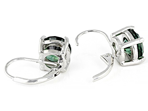 4.23ctw Round Lab Created Green Sapphire Rhodium Over Sterling Silver Earrings
