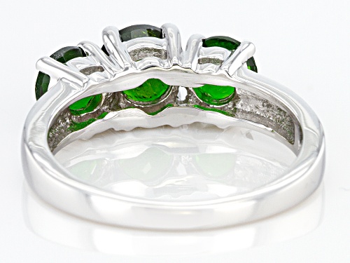 1.94ctw Round Chrome Diopside Rhodium Over Sterling Silver 3-Stone Ring - Size 8