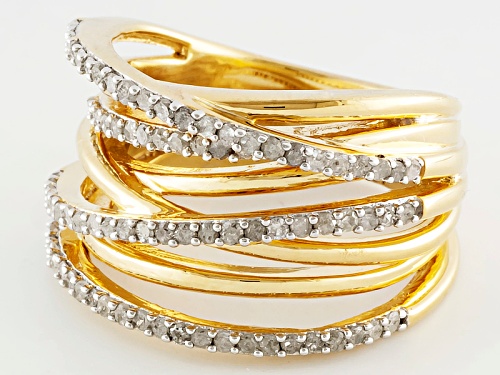 .75ctw Round Diamond Engild™ 14k Yellow Gold Over Sterling Silver Wide Crossover Band - Size 6