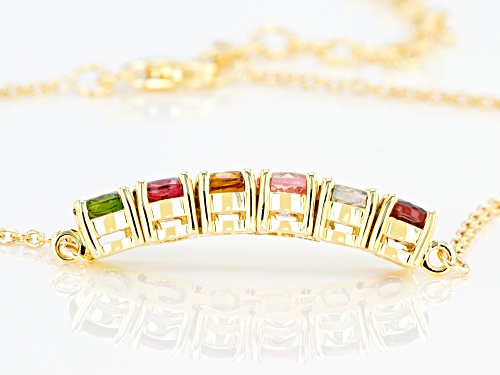 1.39ctw Round Mixed-Color Multi Tourmaline 10k Yellow Gold 6-Stone Bracelet - Size 8