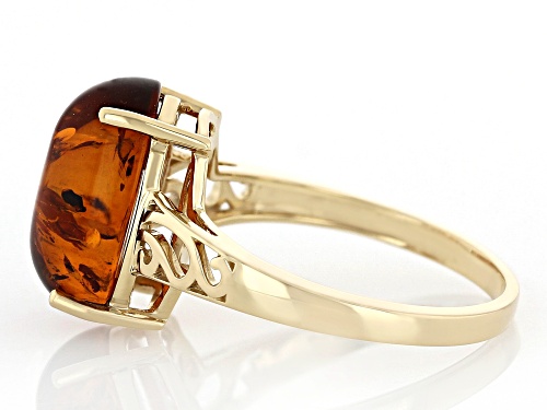 14x10mm Oval Amber 10k Yellow Gold Ring - Size 8