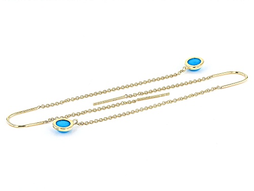 5mm Sleeping Beauty Turquoise 10k Yellow Gold Threader Earrings