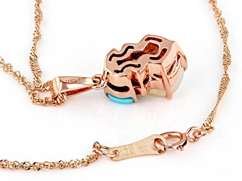 0.56ct Ethiopian Opal, Sleeping Beauty Turquoise & .03ctw White Diamond 10k Rose Gold Pendant/Chain