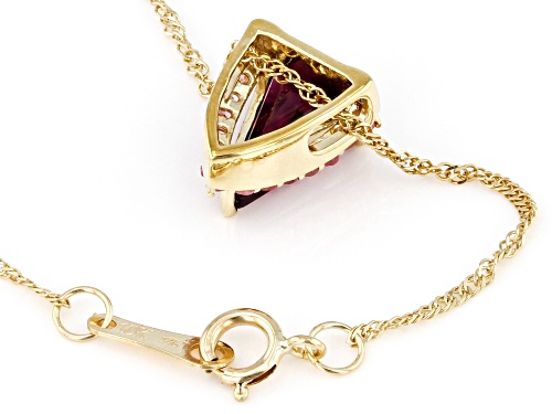 1.28ctw Triangle Grape Color Garnet and Pink Spinel 10k Gold Pendant With Chain