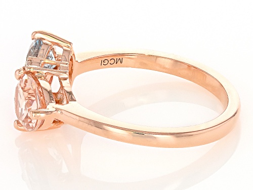 1.40ctw Cor-De-Rosa™ Morganite, Aquamarine, Pink Tourmaline And White Diamond 10k Rose Gold Ring - Size 6