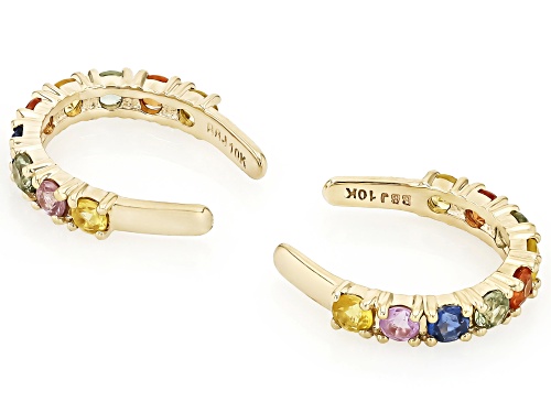 0.63ctw Round Multi Color Sapphire 10k Yellow Gold Ear Cuff