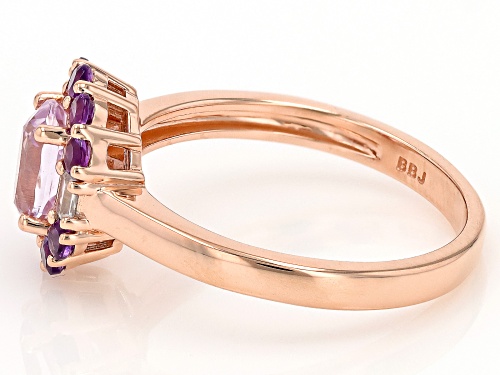 0.94ct Kunzite with 0.34ctw African Amethyst And 0.31ctw White Zircon 10k Rose Gold Ring - Size 7