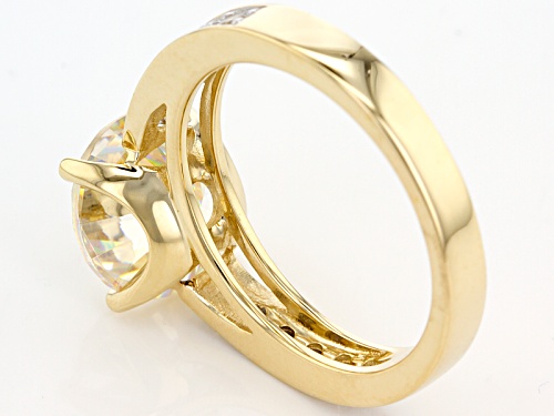 4.80ct Strontium Titanate and .58ctw Round White Zircon 10K Yellow Gold Ring - Size 11