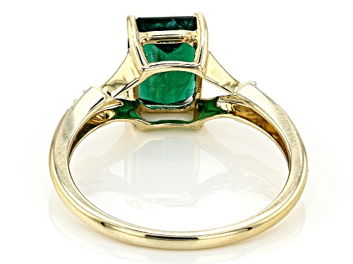 1.60ct Emerald Cut Emerald Color Apatite And .06ctw White Zircon 10k Yellow Gold Ring - Size 8