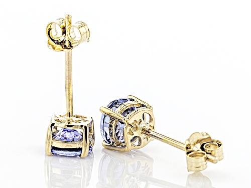 0.90ctw Blue Tanzanite 14k Yellow Gold Stud Earrings