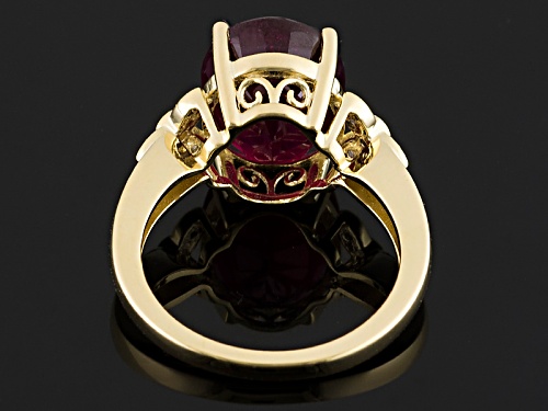 5.80ct Oval Mahaleo® Ruby And .06ctw Round White Zircon 10k Yellow Gold Ring - Size 7
