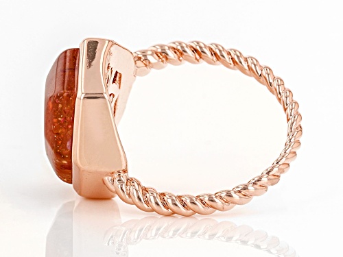 Timna Jewelry Collection™ 12x10mm Fancy Shape Orange Sunstone Copper Solitaire Ring - Size 9
