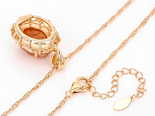 Timna Jewelry Collection™ 16x12mm Oval Sunstone Solitaire Copper Pendant With Chain
