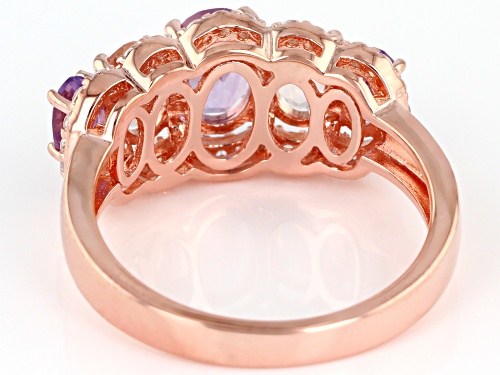 2.08ctw Lavender Amethyst, Morganite, And White Zircon 18k Rose Gold Over Silver Ring - Size 7